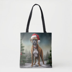 Bolso De Tela Perro Boxer en Navidad con Nieve