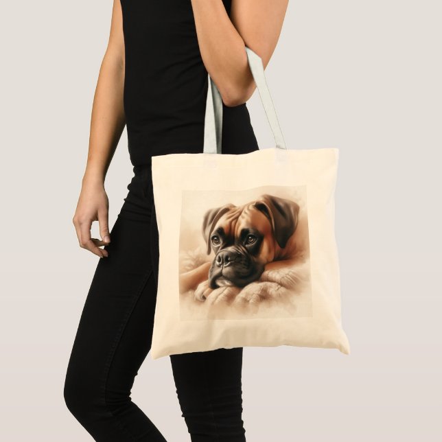 Bolso De Tela Perro Boxer en una rosa serena (Anverso (producto))