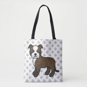 Bolso De Tela Perro Brindle y Blanco Staffordshire Bull Terrier