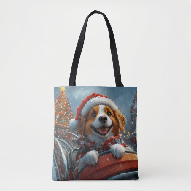 Bolso De Tela Perro Brittany Spaniel Navidad (Anverso)