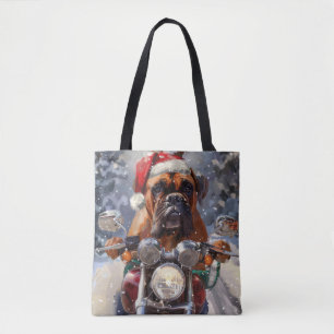 Bolso De Tela Perro Bullmastiff montando motocicleta Navidad