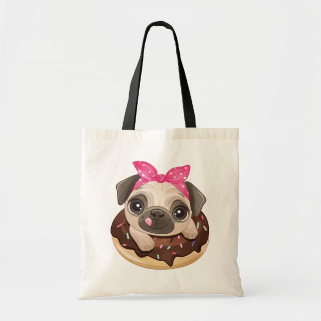 Bolso De Tela Perro cachorro donut aguijón (Frente)