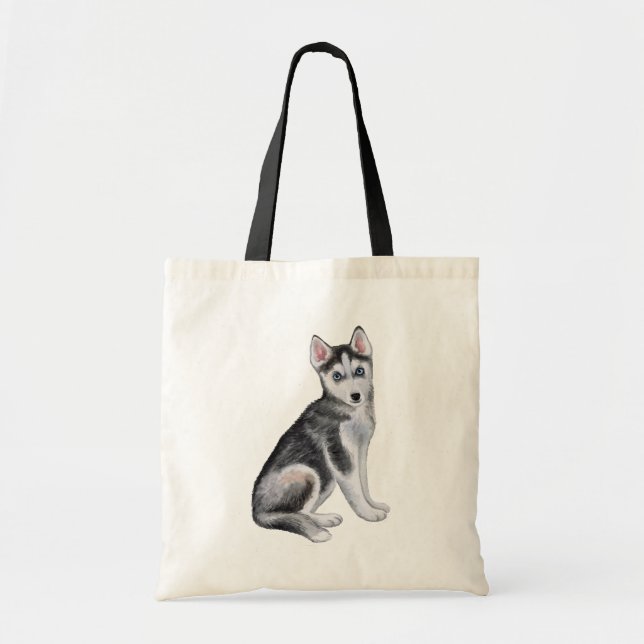 Bolso De Tela Perro cachorro picado, amante de Siberian Husky (Frente)
