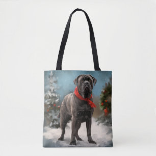 Bolso De Tela Perro Cane Corso en Navidad con Nieve