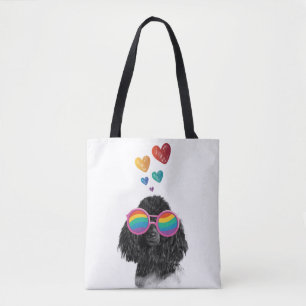 Bolso De Tela Perro Caniche con Corazones Día de San Valentín