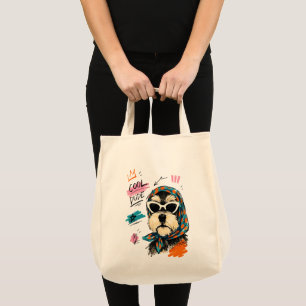Bolso De Tela Perro Chico Gafas de Sol Bufanda Arte Elegante