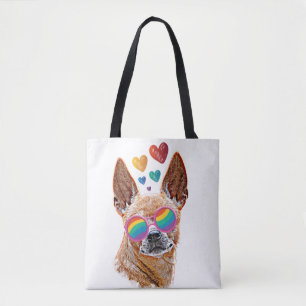 Bolso De Tela Perro Chihuahua con Corazones Día de San Valentín