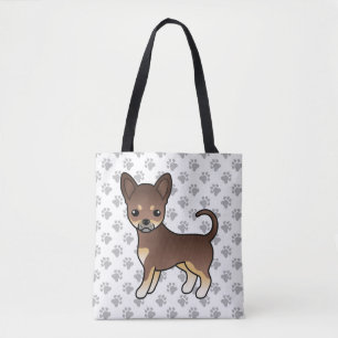 Bolso De Tela Perro Chihuahua de Pelaje Liso de Chocolate y Cane