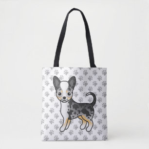 Bolso De Tela Perro Chihuahua de Pelo Liso Blue Merle y Patas