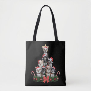 Bolso De Tela Perro Chihuahua Divertido Navidad Árbol de Navidad