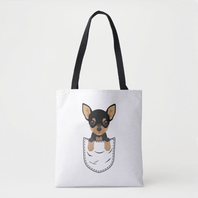 Bolso De Tela Perro chihuahua en bolsillo (Anverso)