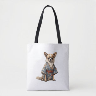 Bolso De Tela Perro Chihuahua En Ilustración Japonesa De Robo De