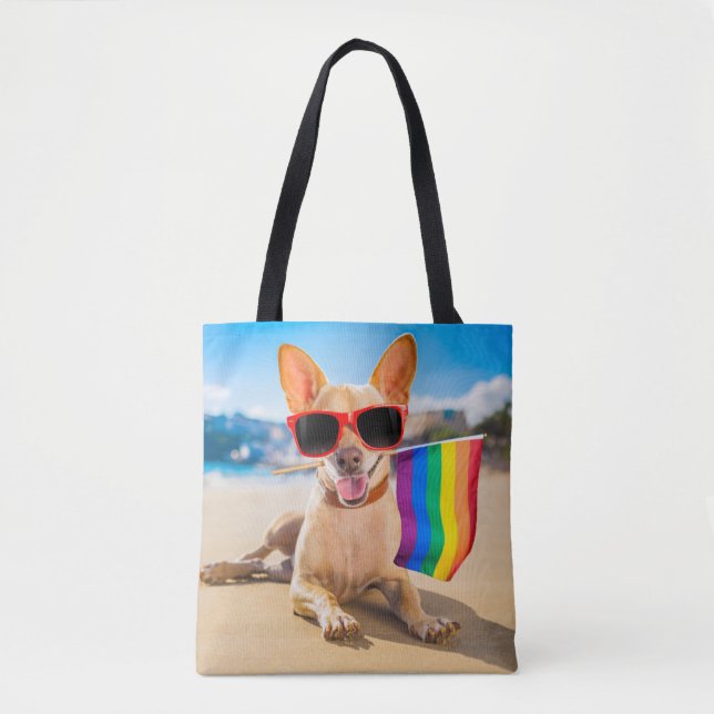 Bolso De Tela Perro Chihuahua en la playa (Anverso)