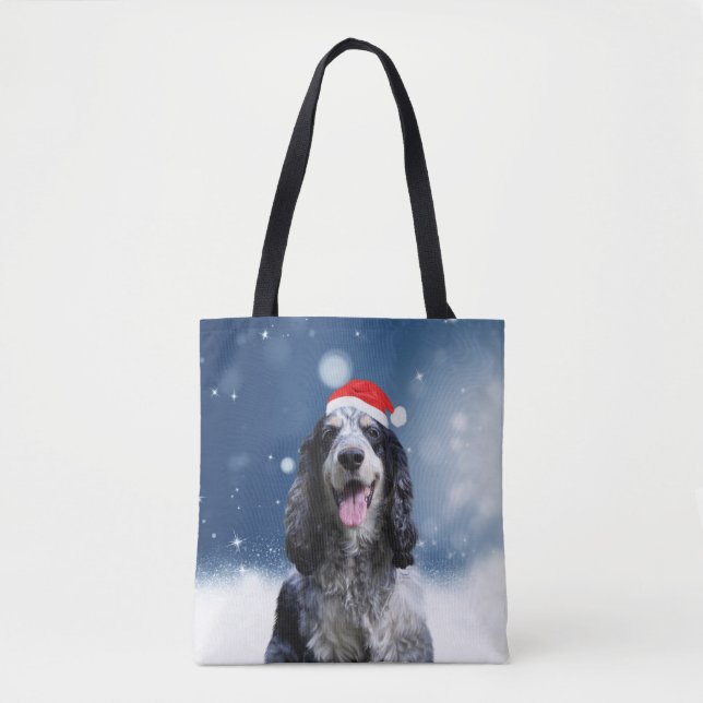 Bolso De Tela Perro Cocker Spaniel con Navidades Santa Hat (Anverso)