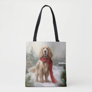 Bolso De Tela Perro Cocker Spaniel en la nieve Navidad