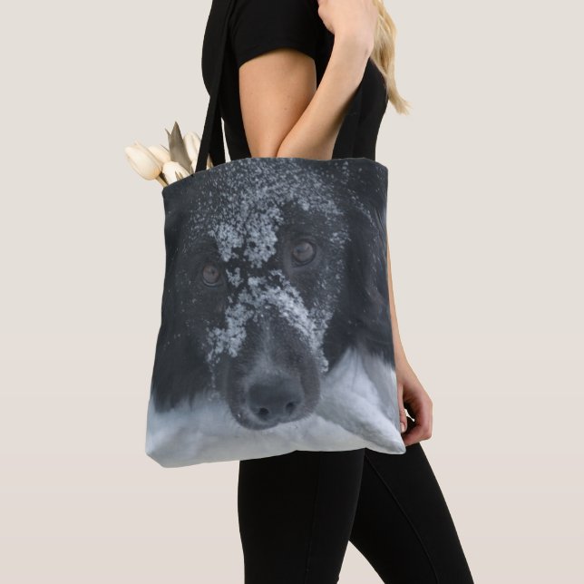 Bolso De Tela Perro collie de borde nevado (Detalle)