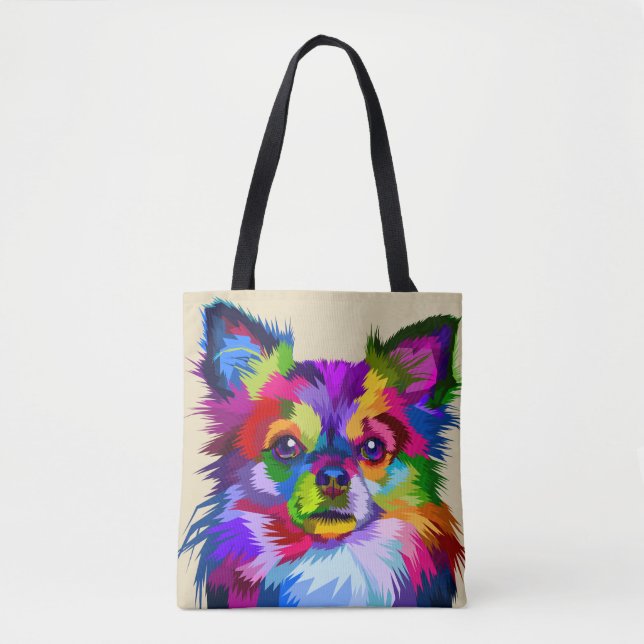 Bolso De Tela Perro colorido de la chihuahua - tote (Anverso)