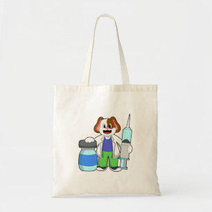 Bolso De Tela Perro como Médica con jeringas