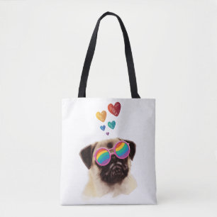 Bolso De Tela Perro con corazón El día de San Valentín