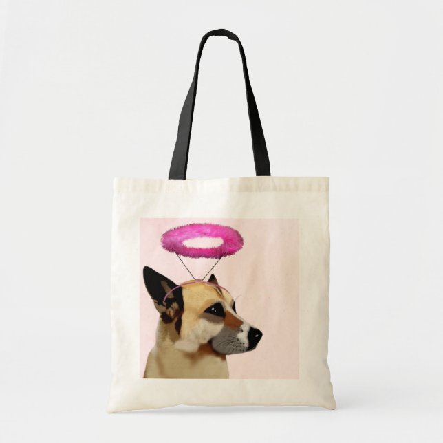 Bolso De Tela Perro con Halo Rosa (Frente)
