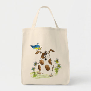 Bolso De Tela Perro con pájaro de aspecto caprichoso