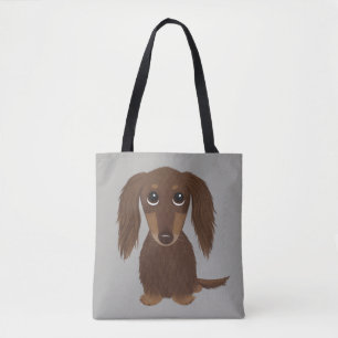 Bolso De Tela Perro Dachshund Chocolate Brown lindo de pelo larg