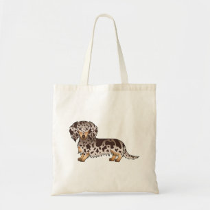 Bolso De Tela Perro Dachshund Chocolate y Tañido de Pelo Largo D