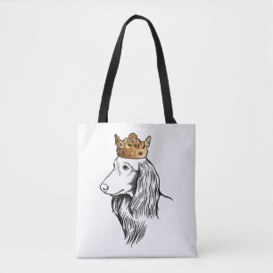 Bolso De Tela Perro Dachshund de cabello largo con corona