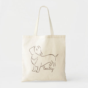 Bolso De Tela Perro Dachshund De Mano Elegante Personalizable.