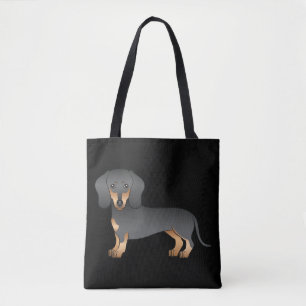 Bolso De Tela Perro Dachshund de Pelo Corto Negro y Canela - Neg