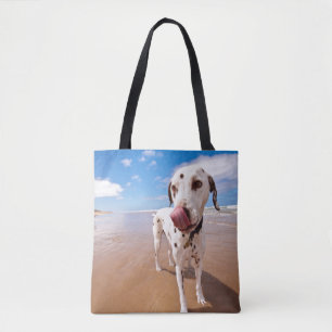 Bolso De Tela Perro dálmata en la playa