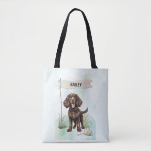 Bolso De Tela Perro de Agua Americano Acuarela Personalizado