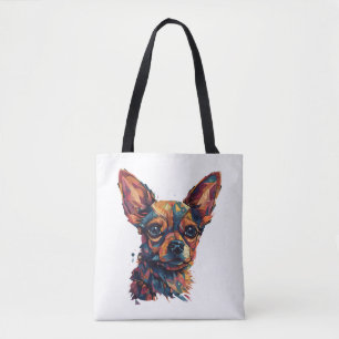 Bolso De Tela Perro de arte geométrico chihuahua Mosaic