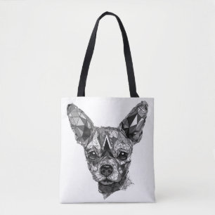 Bolso De Tela Perro de arte geométrico chihuahua Mosaic