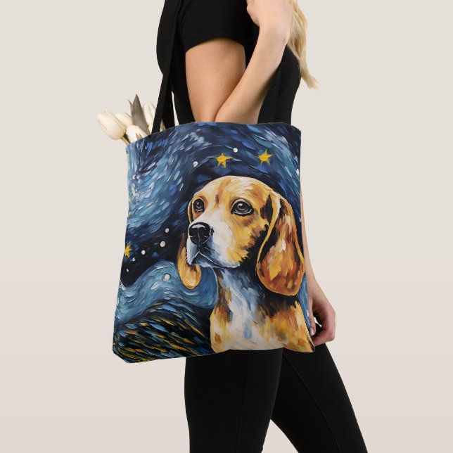 BOLSO DE TELA PERRO DE BEAGLE TEMÁTICO STARRY NOCHE (Detalle)
