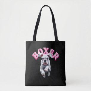 Bolso De Tela Perro de boxeador blanco juguetón