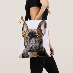 BOLSO DE TELA PERRO DE BULLDOG FRANCÉS BLANCO NEGRO