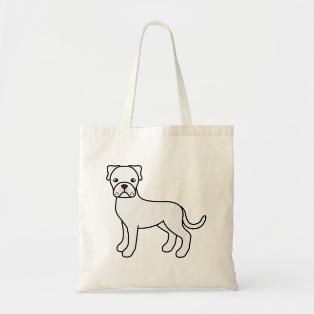 Bolso De Tela Perro de caricatura blanco (Frente)
