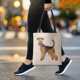 Bolso De Tela Perro De Caricatura De Airedale Terrier De Pie En 