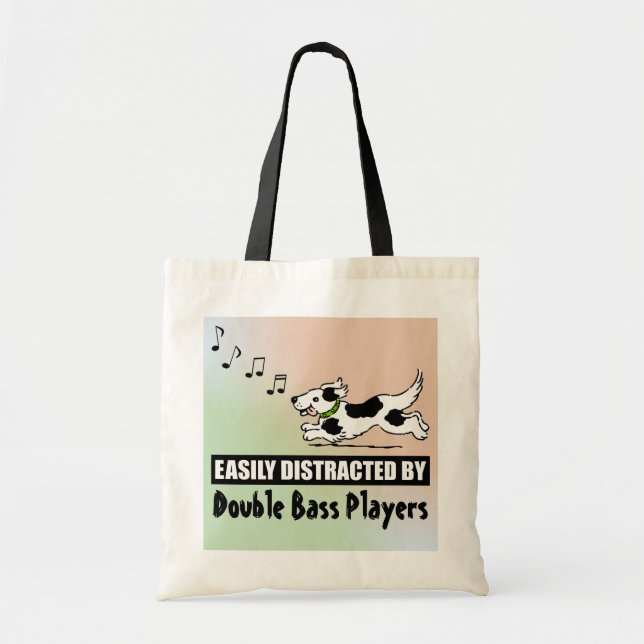 Bolso De Tela Perro de caricatura distrado por jugadores de dobl (Frente)