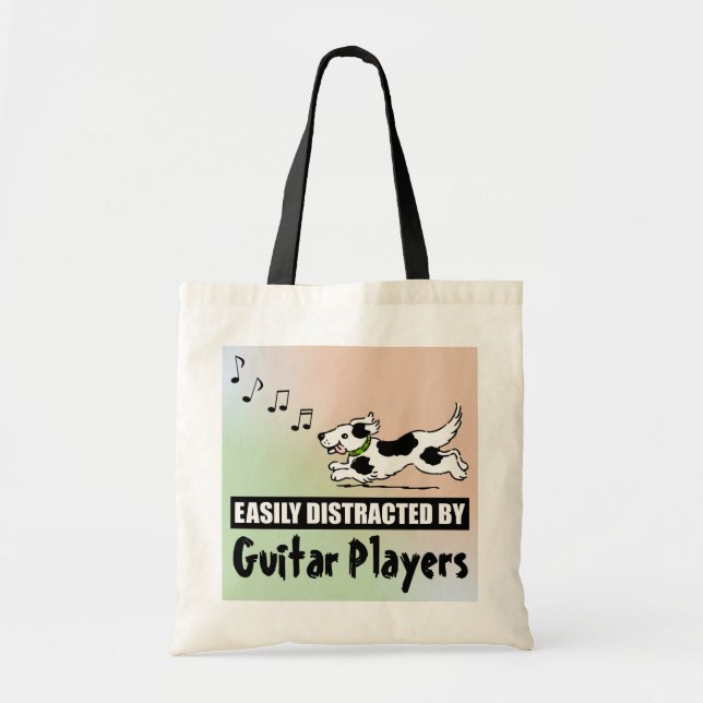 Bolso De Tela Perro de caricatura fácilmente distraído por guita (Frente)