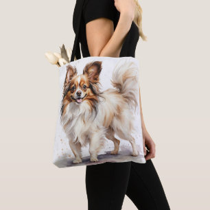 BOLSO DE TELA PERRO DE CINTURÓN DE PAPILLÓN BLANCO Y MARRÓN