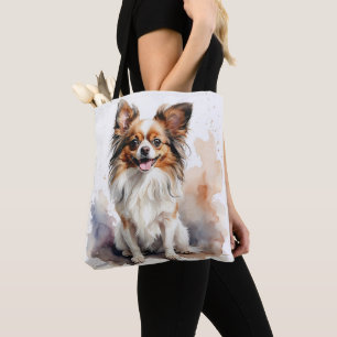 BOLSO DE TELA PERRO DE CINTURÓN DE PAPILLÓN BLANCO Y MARRÓN
