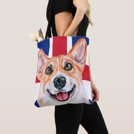 Bolso De Tela Perro de Corgi Cute En La Bandera Británica De Uni