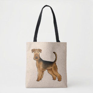 Bolso De Tela Perro de dibujos animados Airedale Terrier de pie 