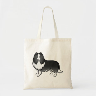 Bolso De Tela Perro de dibujos animados Bi-Black Shetland Sheepd