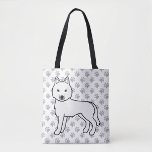 Bolso De Tela Perro de dibujos animados Husky Siberiano Blanco &