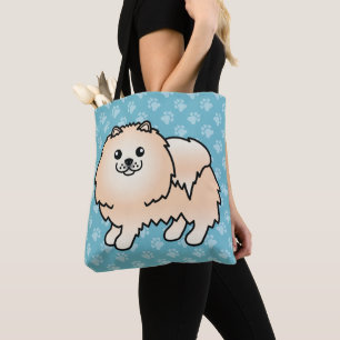 Bolso De Tela Perro de dibujos animados Pomerania con capa de co