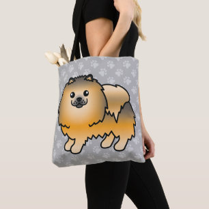 Bolso De Tela Perro de Dibujos Animados Pomerania con Manto Sabl