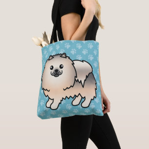 Bolso De Tela Perro de dibujos animados pomerania con pelaje cre